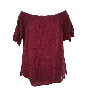 Chance Or Fate Off Shoulder Lace Overlay Lined Blouse Size Large Bohemian Hippie